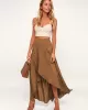 Simple  Asymmetric Split-Front Falbala Solid Color  Skirts Bottoms