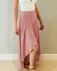 Simple  Asymmetric Split-Front Falbala Solid Color  Skirts Bottoms