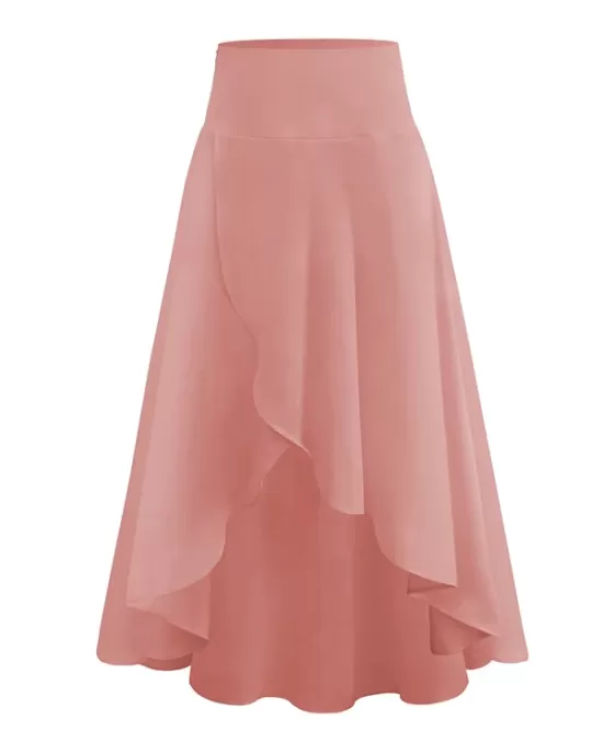 Simple  Asymmetric Split-Front Falbala Solid Color  Skirts Bottoms