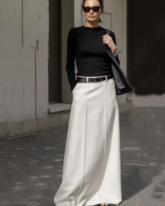 Stylish H-Line Solid Color Skirts Bottoms