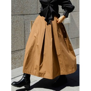 Solid Color A-line Loose Skirts Bottoms