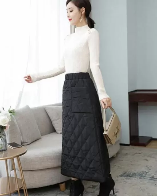 Vintage Loose Elasticity High-Waisted A-Line Padded Skirt Bottom