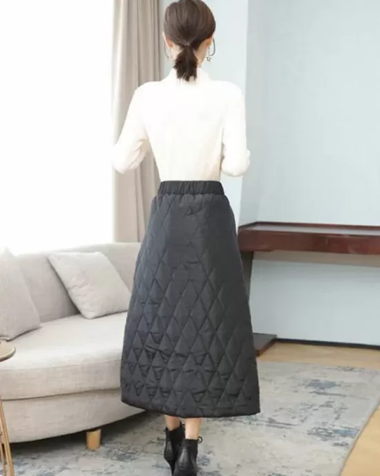 Vintage Loose Elasticity High-Waisted A-Line Padded Skirt Bottom