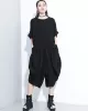 Loose Solid Color Round-Neck Short Sleeves  Tops+ Elasticity Pleated Cropped Pants Two Pieces Set