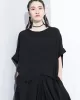 Loose Solid Color Round-Neck Short Sleeves  Tops+ Elasticity Pleated Cropped Pants Two Pieces Set