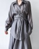 Solid Color Long Sleeves Tied Waist Blouse + Loose Elasticity Waist Skirt Two Pieces Set