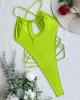 Padded Hollow Solid Color One-Piece Swimwear & Skirts Two Pieces Set