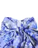 Long Sleeves Floral Printed Blouse + Split-Back Solid Color Skirt Two Pieces Set