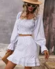 Casual A-Line Striped Off-The-Shoulder Two Pieces Set