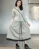 Urban Long Sleeves Buttoned Round-Neck Jacket Top+ Split-Joint Skirt Two Pieces Set