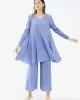 Urban Pleated Solid Color V-Neck Long Sleeves T-Shirt&Flared Pantstwo Pieces Set