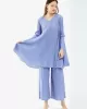 Urban Pleated Solid Color V-Neck Long Sleeves T-Shirt&Flared Pantstwo Pieces Set