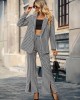 Casual Long Sleeves Loose Plaid Lapel Collar Two Pieces Set