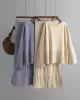 Casual Long Sleeves Loose Solid Color Round-Neck Sweater Tops & Wide Leg Pants Two Pieces Set