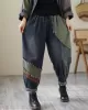 Contrast Color Fringed Split-Joint Long Sleeves Printed Outwear + Harem Pants  Two Pieces Set