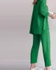 Solid Color High-Low Buttoned Split-Side Lapel Blouses Top+ Elasticity High Waisted  Pants Two Pieces Set