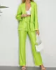 Striped Lapel Long Sleeves Blazer Top + Wide Leg Pants Bottom Two Pieces Set