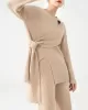 Loose Asymmetric Solid Color Long Sleeves Split-Front Round-Neck Sweater Top + Pants Bottom Two Pieces Set