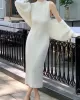 Mock Neck Long Sleeves Solid Color Cardigan Top + High Waisted Sweater Dress Two Pieces Set