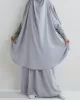 Solid Color Batwing Sleeves Long Sleeves Muslim High Neck Shirts Top + Skirts Bottom Two Pieces Set