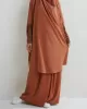 Solid Color Batwing Sleeves Long Sleeves Muslim High Neck Shirts Top + Skirts Bottom Two Pieces Set