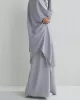 Solid Color Batwing Sleeves Long Sleeves Muslim High Neck Shirts Top + Skirts Bottom Two Pieces Set