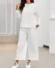 Round-Neck Long Sleeves Loose Solid Color Shirts Top + Drawstring Pants Bottom Two Pieces Set