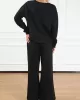 Round-Neck Long Sleeves Loose Solid Color Shirts Top + Drawstring Pants Bottom Two Pieces Set