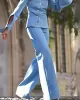 Long Sleeves Asymmetric Buttoned Hollow Lapel Pants Set Two Pieces Set