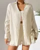 Loose Buttoned Long Sleeves Pleated Solid Color Lapel Shirts Top + Elasticity Shorts Bottom Two Pieces Set