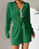 Loose Buttoned Long Sleeves Pleated Solid Color Lapel Shirts Top + Elasticity Shorts Bottom Two Pieces Set