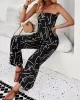 Printed Tied Sleeveless Tube Top + Wide Leg Elasticity Pockets Pants Bottom Two Pieces Set