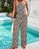 Flower Print Tied Sleeveless Tube Top + Wide Leg Elasticity Pockets Pants Bottom Two Pieces Set