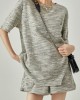 Solid Color Loose Short Sleeves Round-Neck T-Shirts Top + Shorts Bottom Two Pieces Set