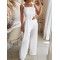 Asymmetric Loose Sleeveless Hollow Collarless  Vest Top + Wide Leg Pants Bottom Two Pieces Set