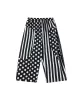 High-Low Asymmetric Half Sleeves Contrast Color Polka-Dot Split-Side Striped Lapel Blouses Top + Pants Bottom Two Pieces Set