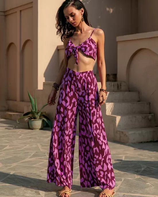 Vacation Loose Floral Printed Vest&Pants Two Pieces Set