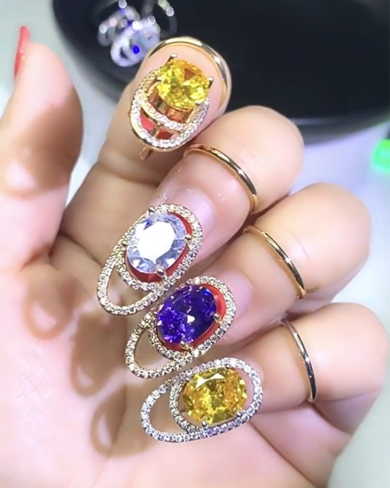 Rhinestone Geometric Nail Ring