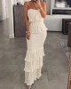 Elasticity Pleated Split-Joint Bodycon Sleeveless Tube Maxi Dresses