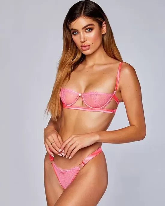 Eyelash Lace Underwired Split Sexy Lingerie