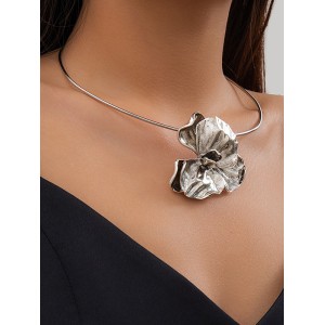 Flower Shape Pleated Solid Color Necklaces Accessories Dainty Necklace