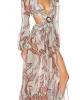 Floral-Print Bandage Puff Sleeves Asymmetric Bohemian Maxi Dress