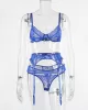 Sexy Lace Split-Joint Underwired Three-Piece Lingerie Set