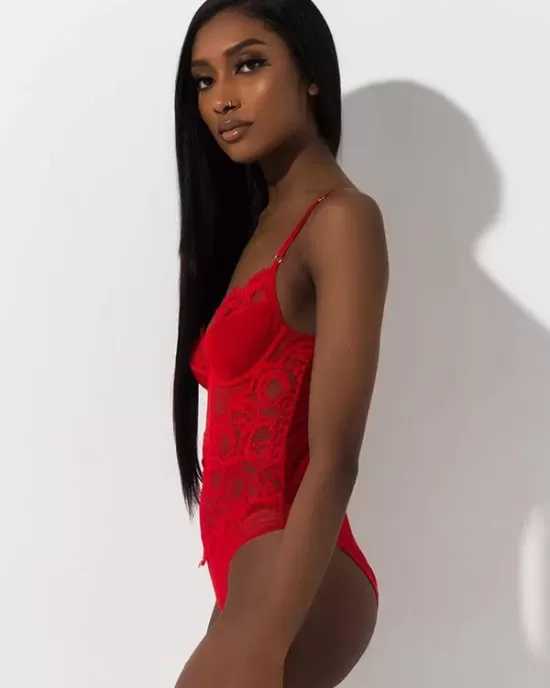 Eyelash Lace Underwired One-Piece Bodysuit Lingerie