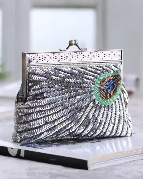 4 Colors Urban Geometric Sequined Makeup Bag Handbag