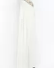 White V-Neck Evening Dress