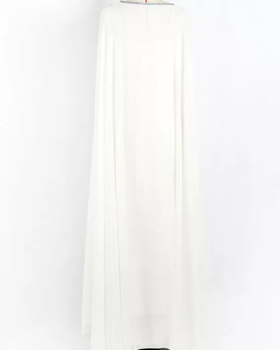 White V-Neck Evening Dress