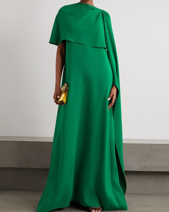 Loose Asymmetric Solid Color Maxi Dresses