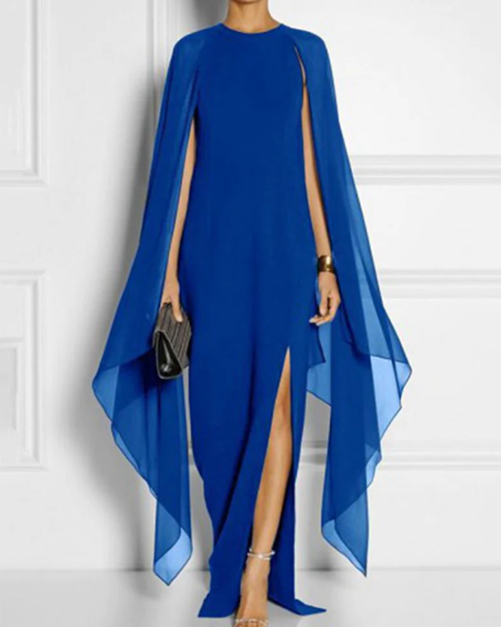 Loose Solid Color Round-Neck Maxi Dresses