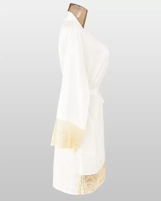 Breathable Flexible Smooth Split-Joint Long Sleeves Loose Deep V-Neck Robes